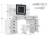 Farmhouse Vanity Desk with Sliding Mirror,Lights and Charging Station,Makeup Table Desk with W760P206127