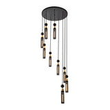 Modern Industrial Multi-Light Pendant Chandelier - 9-Light Black and Gold Adjustable Ceiling Light W1340P233176