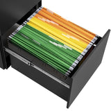 2 Drawer File Cabinet with Lock, Steel Mobile Filing Cabinet on Anti-tilt Wheels, Rolling Locking W252103816