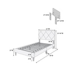 Twin Size Bed w Adjustable Headboard 1pc Bedframe, Navy Blue Velvet Upholstered Youth Bedroom B011P190164