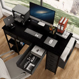 47.3" Computer Desk with 7 Drawers, Extra Large Side Pocket, and Power Outlets Ideal for Home W2887P240012