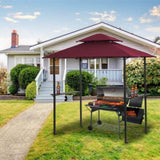 ZNTS 8x5Ft Grill Gazebo Replacement Canopy,Double Tiered BBQ Tent Roof Top Cover,Burgundy 97205972