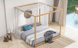 King Size Canopy Platform Bed with Support Legs, Natural WF309290AAM