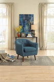 Blue Fabric Upholstered Accent Chair 1pc Espresso Finish Legs Button Tufted Solid Wood Furniture B011P182504