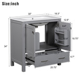 ZNTS 30" Gray Bathroom Vanity Single Sink, Combo Cabinet Undermount Sink, Bathroom Storage Cabinet WF324043AAE