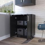 Double Door 27.5" Base Cabinet, With Casters, Two Interior Shelves and lock -Black B20092084