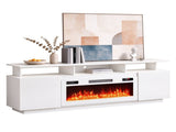 White Fireplace TV Stand, 177.8*35*60.5cm, Embossed Particle Board with Melamine Foil, High Gloss 69238826