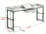 Adjustable Height Overbed Table with Rolling Casters and Built In Charging Station 14868485