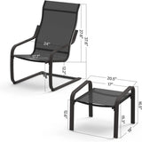 Outdoor Patio Bistro Set of 2, C Spring Motion Chair, All-Weather Conversation Armchair with Ottoman W1859113279