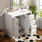 36'' Bathroom Vanity with Ceramic Sink Combo, Solid Wood Frame Bathroom Storage Cabinet, N710P243327K