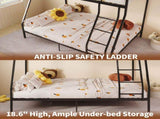 Twin Over Full Bunk Bed, Heavy Duty Metal Bunk Bed Frame with Anti-Slip Ladder & Safety Guardrails, W5635P525844