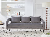 53.7"Modern Upholstered Velvet Open Back Loveseat Settee with 3 Pillows, Small Comfy Sofa 2-Seater W3118P312819