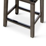 30" Bar Stool, Weathered Gray Finish, Black Leather Seat B04660632