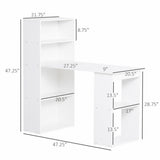 White Computer Desk with 6-Tier Storage Shelves & Bookshelf, Writing Desk Workstation for Home 33001449