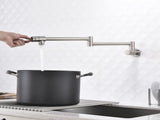 Brass Folding Faucet 1/2'' NPT Wall Mount Kitchen Faucet Two Handles Cold Water Tap Nickel 01254836