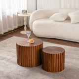Round Wood Coffee Table for Living Room for Small Space Apartment and No Need Assembly W3081P255021