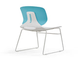 Modern Stacking Chairs Set of 4 in White and Blue with Polypropylene Seat and Fiberglass Reinforced W3788P372655