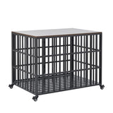 ZNTS 42" Heavy Duty Dog Crate for Large Medium Dogs, Furniture Style cage with 4 Lockable Wheels and 2 W206P146720