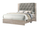 Contemporary 1pc Cream Finish Queen Size Bed Bedroom Furniture Gray Tufted Design Headboard B011P236790