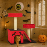 26" Gothic Cat Tree, Cat Tower with Spacious Cat Condo, 2 Padded Perches, Spider Toy, Scratching 74939297