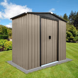 ZNTS Outdoor storage sheds 4FTx6FT Apex roof brown with Sliding Doors W1350P232286