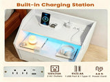 LED Nightstand with Charging Station, 16 Color RGB Remote Controlled Bedside Table with 2 AC Outlets 50953806