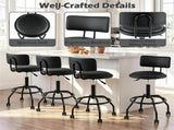 Adjustable Height Swivel Bar Stool with Wheels, 360&deg Rolling PU Leather Counter Bar Chair with 72362508