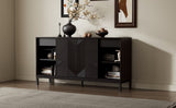 Mirod Modern Geometric Accent Cabinet,Vertical Striped Design with Sliding Doors,High-Quality Wood N760P253319B