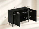 Modern 2Door Buffet Sideboard Cabinet, Elevated Base Console Storage Cabinet with Adjustable Feet & 17926874