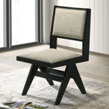 Contemporary Black Color 2pc Dining Side Chairs Light Gray Fabric Upholstered Chairs Arms Dining B011P286742