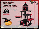 Gothic 5-Level Cat Tree 63" Tall with Sisal Scratching Posts Black Red Cat Tower 42411878