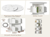 4-Tier Rotating Bookshelf, 360&deg Spinning Bookcase with Safety Guard, Space-Saving PVC Storage for 29703339