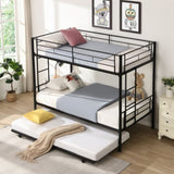 ZNTS Over Twin Bunk Bed Frame with Trundle,Metal Bunkbed with Sturdy Guard Rail and 2 sideLadders for W1916115338