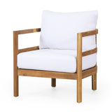 Outdoor Acacia Wood Patio Club Chair, Wood Patio Furniture,Waterproof Thick Cushion Deep Seating for 71518.00WHI