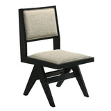 Contemporary Black Color 2pc Dining Side Chairs Light Gray Fabric Upholstered Chairs Arms Dining B011P286742