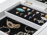 Standing Jewelry Armoire with Mirror, 5 Drawers & 14 Necklace Hooks, Jewelry Cabinet Chest with 96096796