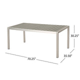 Coral Outdoor Aluminum Dining Table with Faux Wood Top, Gray Finish,Grey 60452.00