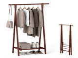 Solid Rubber Wood Folding Coat Rack, A-Frame Standing Clothes Rack with Bottom Storage Shelf 47060129