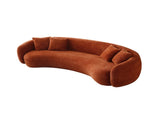 102'' 5-Seater Boucle Sofa Modern Sectional Half Moon Leisure Couch Curved Sofa Teddy Fleece Orange W87694859