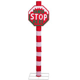 Lighted STOP Sign Christmas Yard Decorations, Pre-lit Road Sign SANTA STOP HERE with 70 LED White 88273492