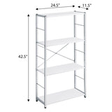 White and Chrome 4-Tier Rectangular Bookshelf B062P184591