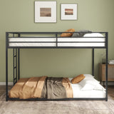 ZNTS Adam Sturdy Full over Full Bunk Bed Metal Black for Kids and Adult, Low Profile Full over full bunk B083P170088