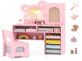 Safe Toddler Vanity Set with Anti-Toppling Design, Rounded Corners & Sturdy MDF Construction - Pink 05171403