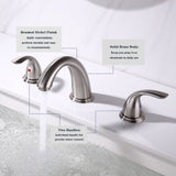 Brushed Nickel Widespread Bathroom Faucet, Waterfall Bathroom Faucets for Sink 3 Hole, 2-Handles 73387013