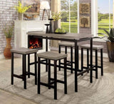 ZNTS 5 Pc Counter Height Table Set Two Tone Design Black Gray Dining Chairs Sturdy Metal Construction PVC B011115505