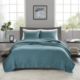 3 Piece Quilt Set Teal King/Cal King B035129044