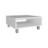 Eclipse 10" H Low Minimalistic Square Coffe Table with Open Storage White B070P254752