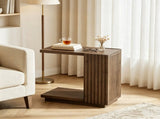 C Shaped Side Table with Fluted Panels, Wood Accent Table 25122812