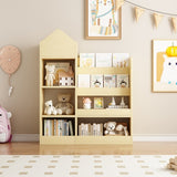 Wood Kids Wooden Bookshelf Toy Storage Organizer with Bookcase, Kid's Bin Storage Unit with 6 W2876P233553