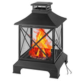 ZNTS 24" Pagoda-Style Steel Wood- Pit with Log Grate and Poker - Black High-Temperature Paint W2127P150072
